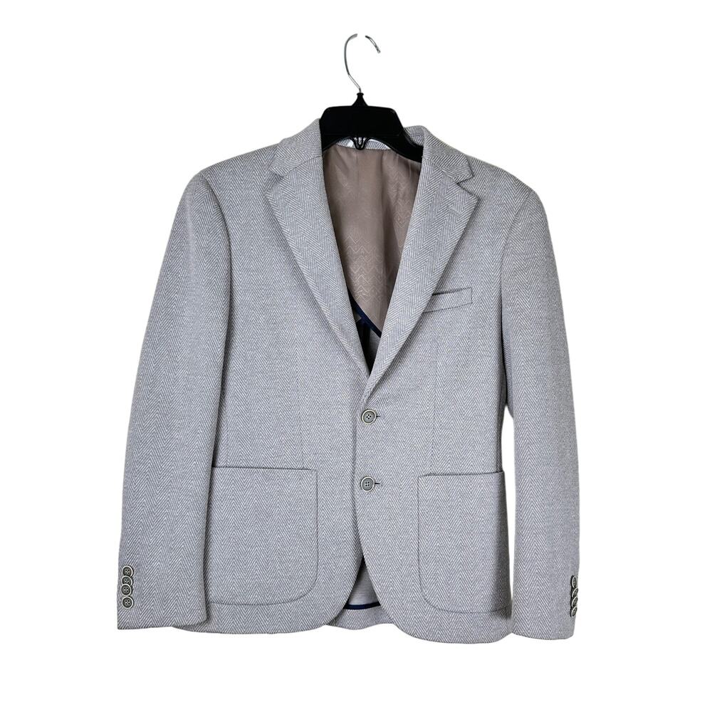 Paul Womens 2-Piece Jacket &‎ Pant Suit Small Slim Fit Chevron Gray European